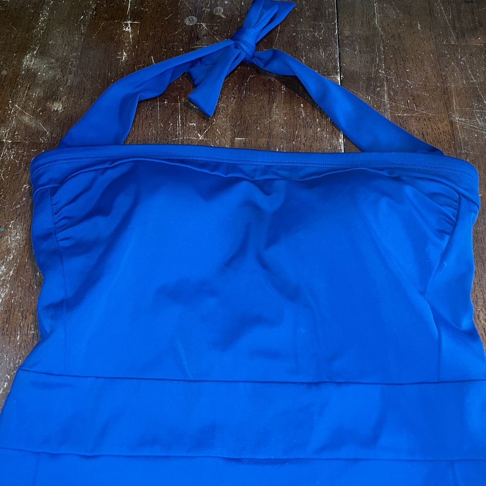 Boden Navy Blue Santorini Halter One Piece Swimsuit Padded Ruched Womens US 6L - Picture 5 of 11